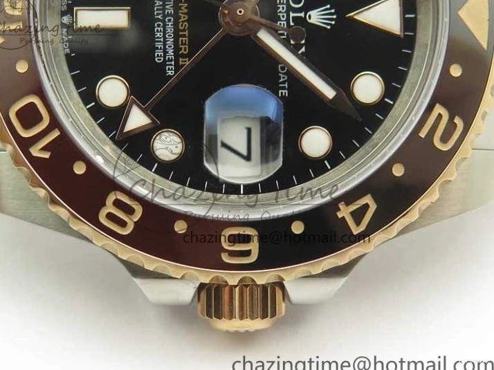 MiroTime 0518 AllSeason GMT-Master II 126711CHNR Black Brown Ceramic Bezel 904L SS RG GMF Best Edition Black Dial on 904L SS RG Bracelet A 3409